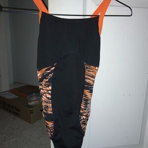 Speedo Black and Orange One Piece Swimsuit